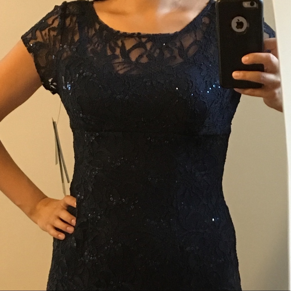 Gorgeous navy blue lace dress with sequins
